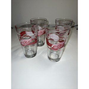 Set Of 4 Detroit Red Wings Drinking Glasses - NHL